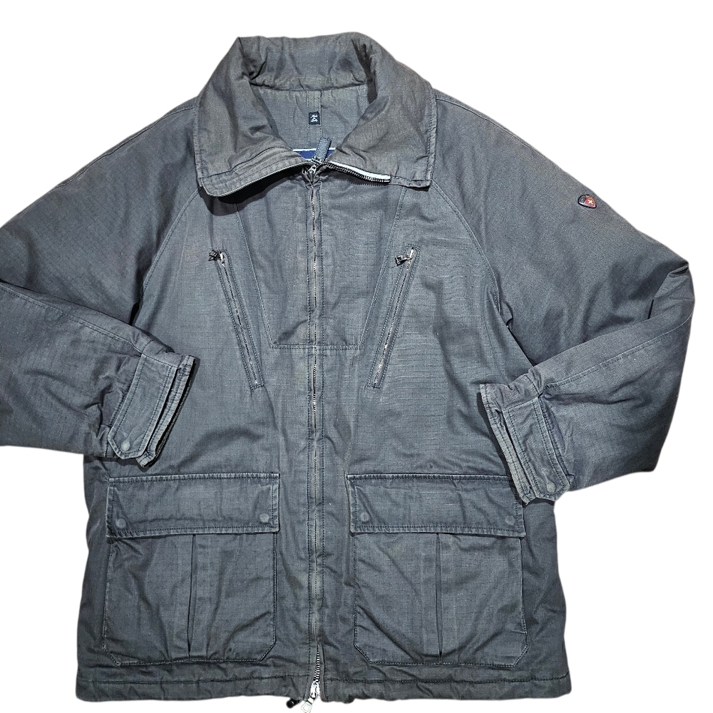 Vintage Post Card Womens Quilted Green Bomber Jacket 14 XL